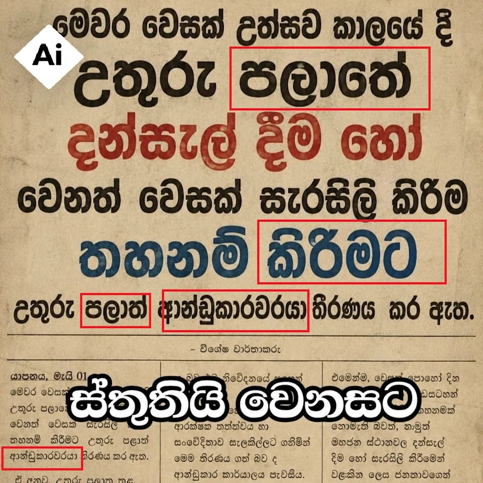 Officials Deny Viral Claim That Sri Lanka’s North Banned Vesak Celebrations; Image Likely AI-Generated