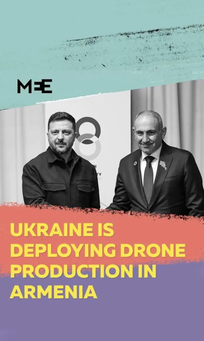 Provera činjenica: Nije tačno da je Middle East Eye objavio da je Pašinjan dozvolio Ukrajini fabrike dronova u Jermeniji