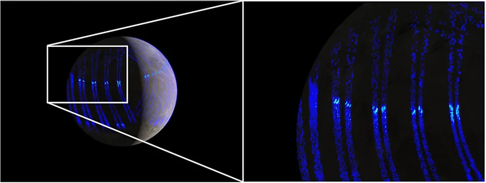Juno je otkrio „perle“ na Ganimedu: šta nam govore auroralne mrlje na najvećem mesecu