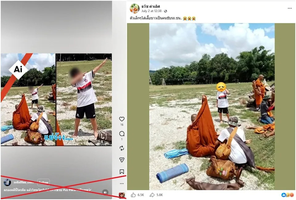Lažna AI-slika: Kolaž prikazuje 11-godišnjaka kako izvodi „dab“ posle smrtonosnog udesa u Tajlandu