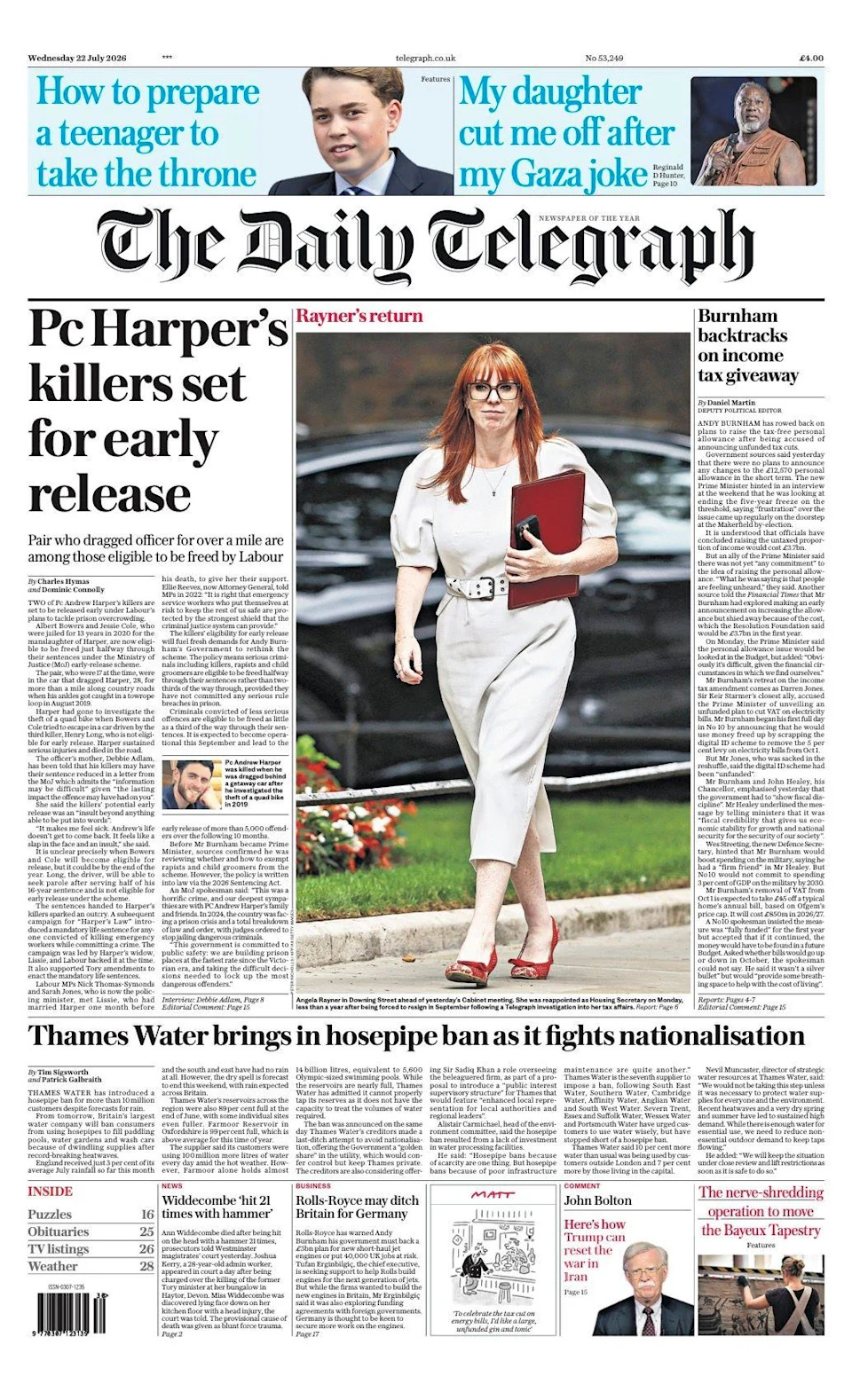 Widdecombe Murder And Burnham's Funding Test Dominate UK Front Pages