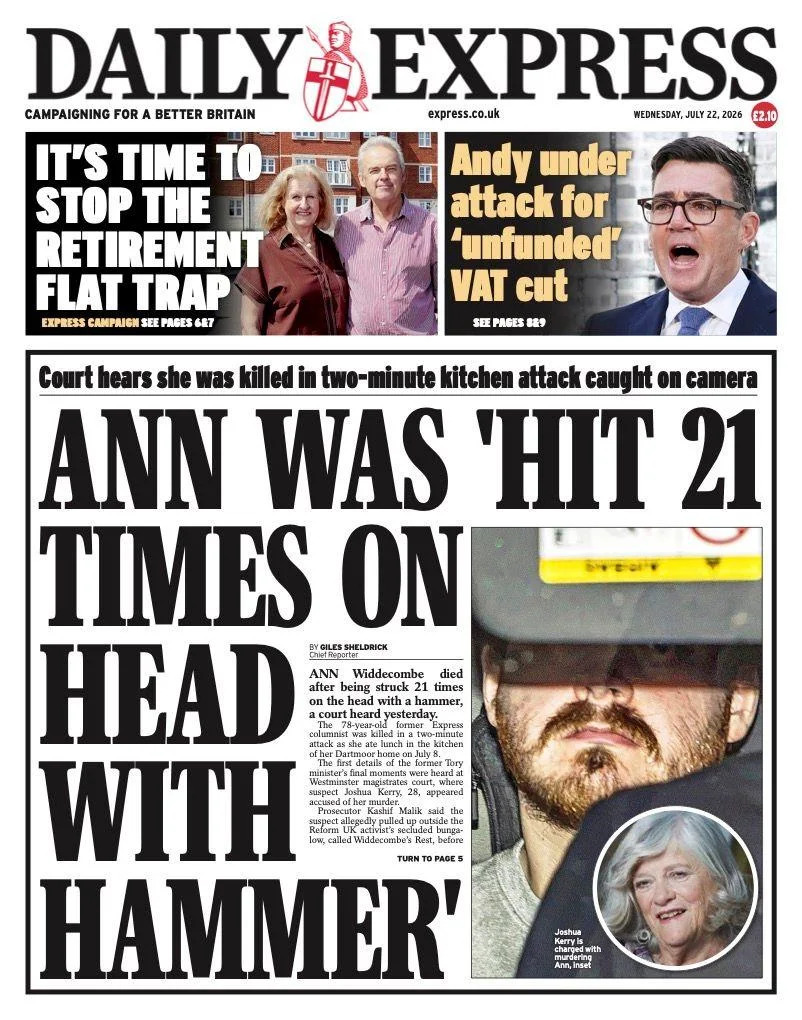 Widdecombe Murder And Burnham's Funding Test Dominate UK Front Pages