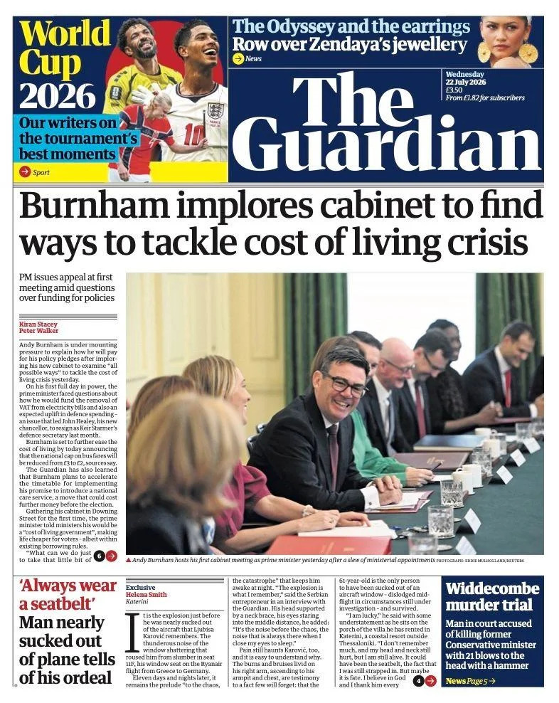 Widdecombe Murder And Burnham's Funding Test Dominate UK Front Pages