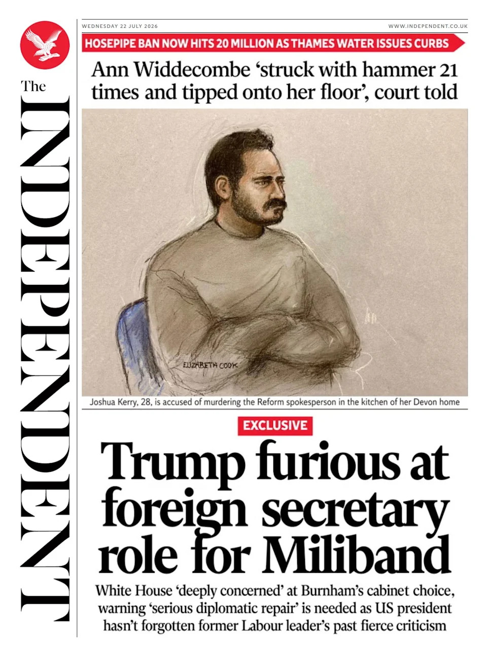 Widdecombe Murder And Burnham's Funding Test Dominate UK Front Pages