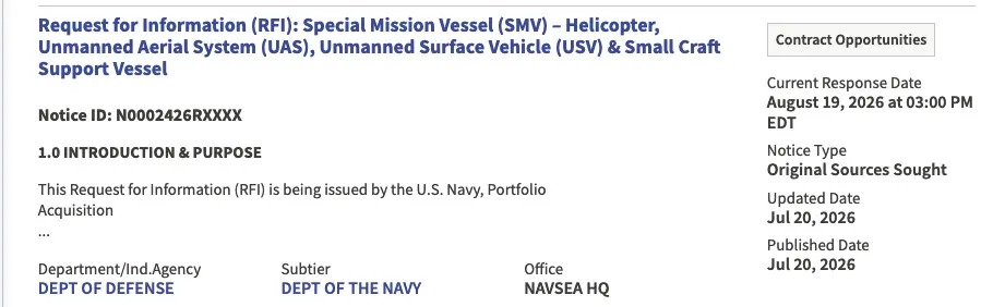 Navy Seeks ‘Mothership’ to Support SOUTHCOM Maritime Operations — Specs, Timeline and Kellie Chouest Role