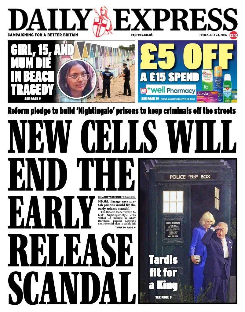 Burnham Pauses Early Prison Releases as 'No 10 North' Begins; Royals Make Tardis Entrance