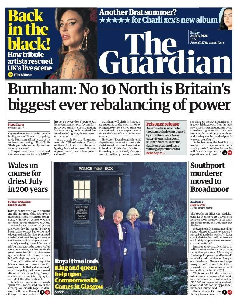 Burnham Pauses Early Prison Releases as 'No 10 North' Begins; Royals Make Tardis Entrance