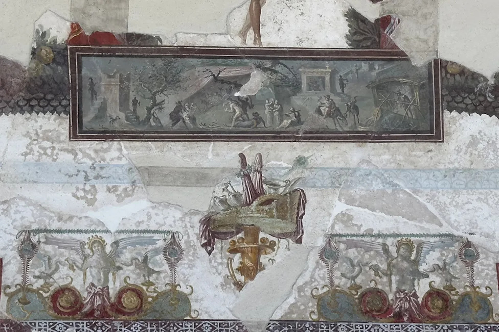 Pompeii Unveils Reconstructed Frescoed Vault From Banquet Hall Depicting Dionysus and Ariadne