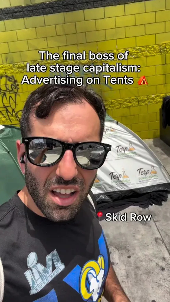 LA Cannabis Company Accused of Turning Skid Row Tents Into Walking Billboards
