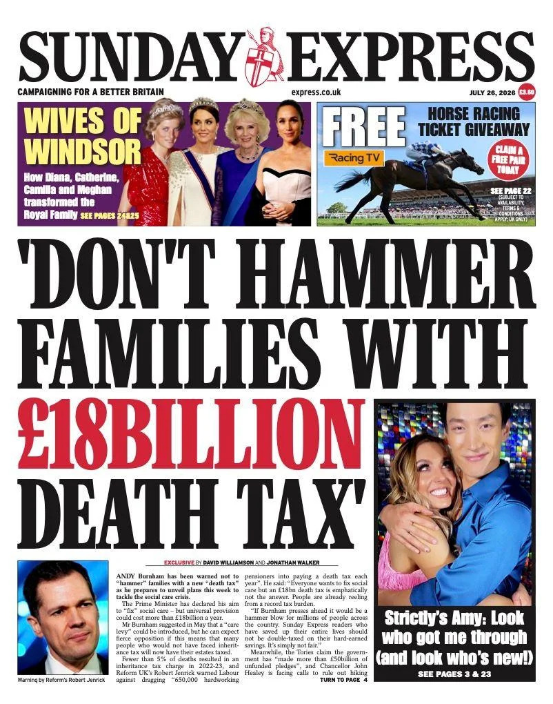 Weekend Papers: Jenrick Warns Against 'Death Tax' as Streeting Seeks to Rebuild Ties With Trump