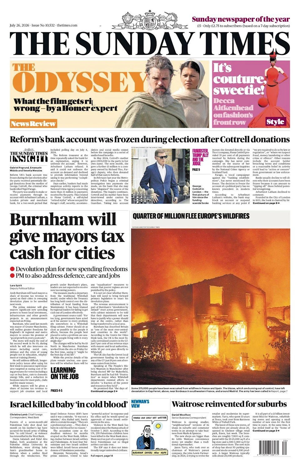 Weekend Papers: Jenrick Warns Against 'Death Tax' as Streeting Seeks to Rebuild Ties With Trump