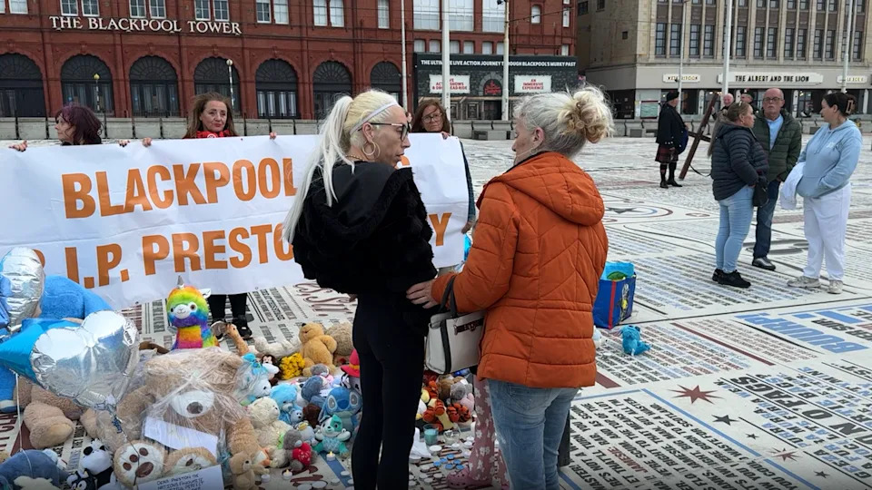Blackpool Tower Lit Blue as About 150 Gather for Vigil Honouring Toddler Preston Davey