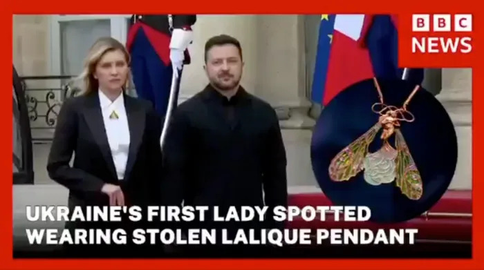 Lažan BBC Izveštaj: Olena Zelenska Nije Viđena Sa Ukradenim Lalique Priveskom — Video Je Montaža