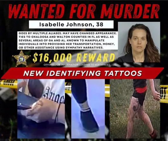Authorities Release Close-Up Photos of Suspect’s Tattoos as Isabelle Johnson Remains Sought in Murder Case