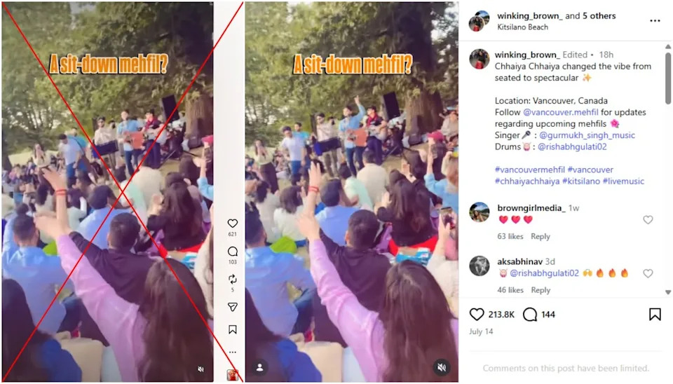 Viral 'Chaiyya Chaiyya' Dance Clip Misattributed to New Delhi Protests — Geolocated to Vancouver Beach