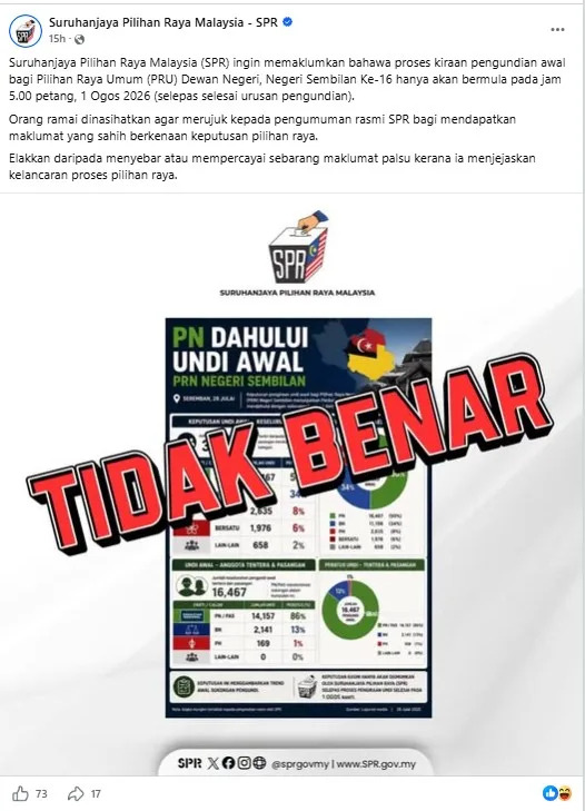 Fake News Graphics Spread Ahead of Negeri Sembilan Snap Election, Authorities Say