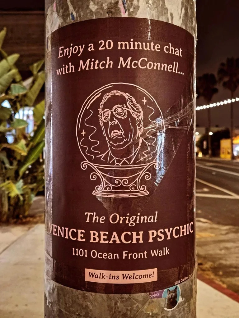 Venice Beach Psychic Draws Backlash After Flyer Promises '20-Minute Chat' With Hospitalized Mitch McConnell
