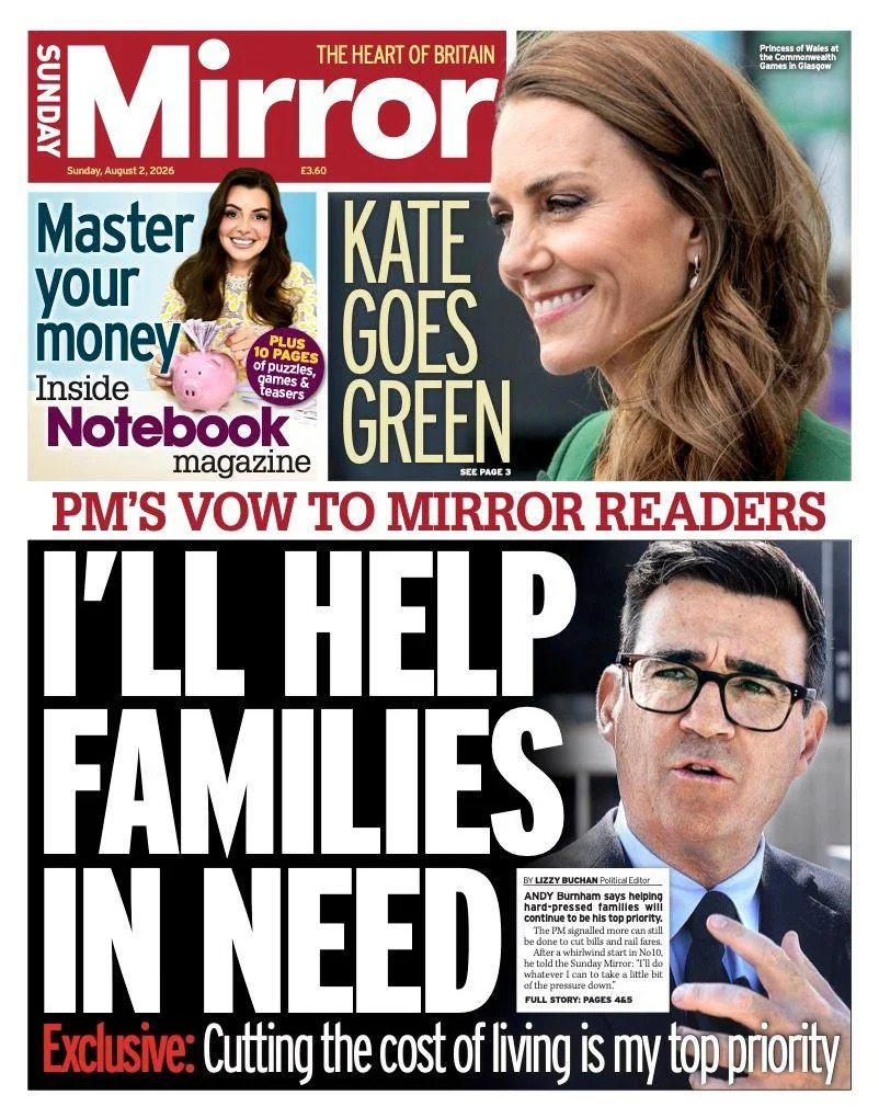Sunday Front Pages: PM's Cost‑of‑Living Pledge, 'Tax on Death' Fears, Farage Return and Ceuta Crisis