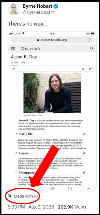 Provera činjenica: Jason R. Day — AI‑izmišljena „Wikipedia“ i satira na profesora Jasona Ardaya