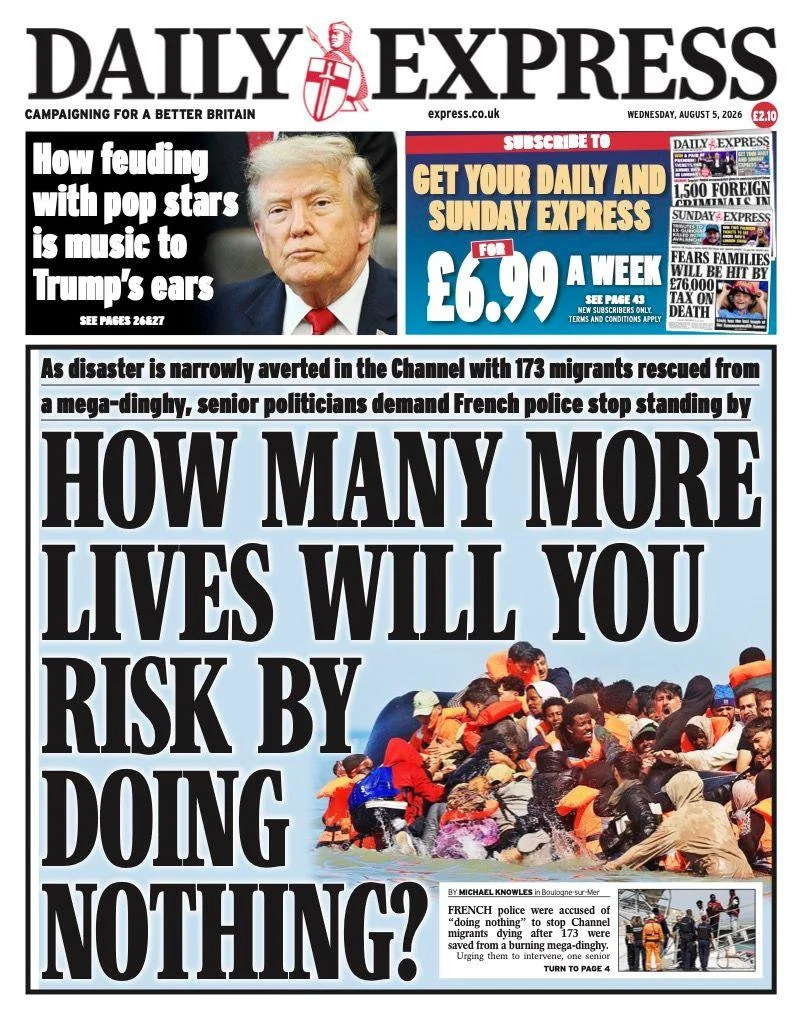 Front Pages Roundup: 'Super-Rain' After Driest July, Channel Rescue and Prison-Release Row