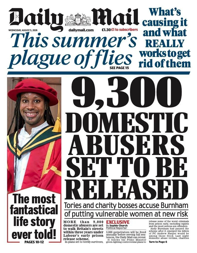 Front Pages Roundup: 'Super-Rain' After Driest July, Channel Rescue and Prison-Release Row