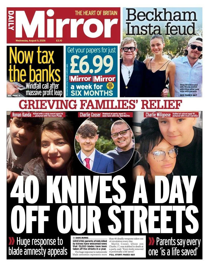 Front Pages Roundup: 'Super-Rain' After Driest July, Channel Rescue and Prison-Release Row