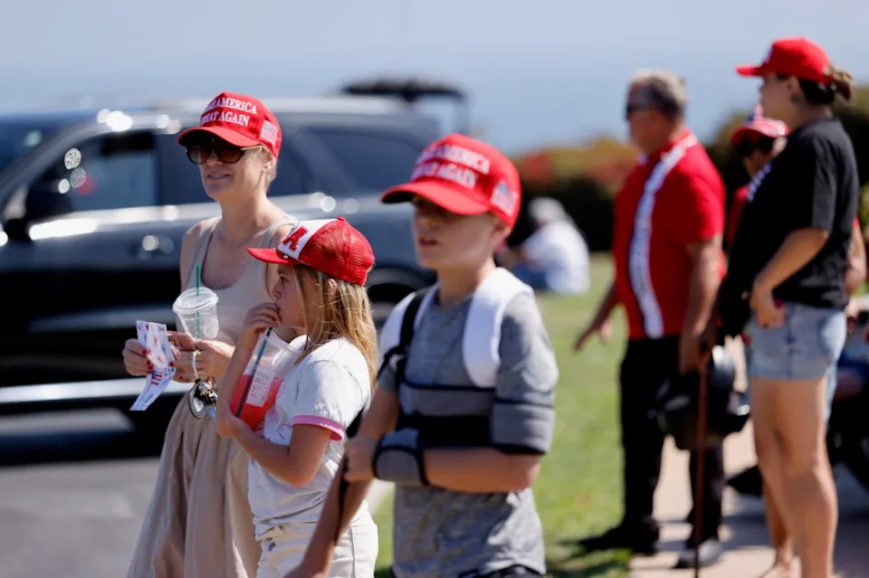 Mother Urges Son To Flip Off MAGA Supporters, Shouts Graphic Accusations Ahead Of Trump’s LA Visit