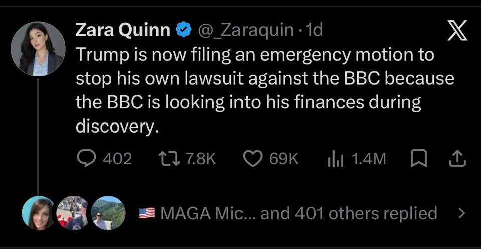 Fact Check: Trump Did Not File An Emergency Motion To End BBC Lawsuit — He Sought To Block Financial Discovery