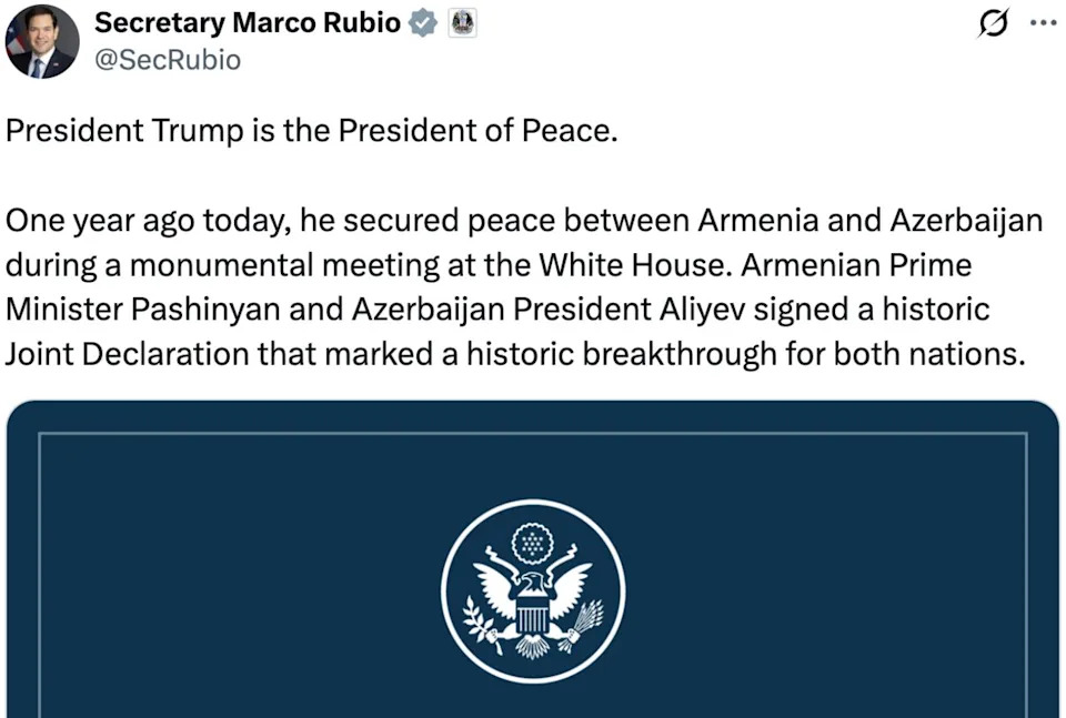 Rubio Calls Trump 'President of Peace' — Post Backfires as Critics Cite Missteps and Deadly Iran Strike