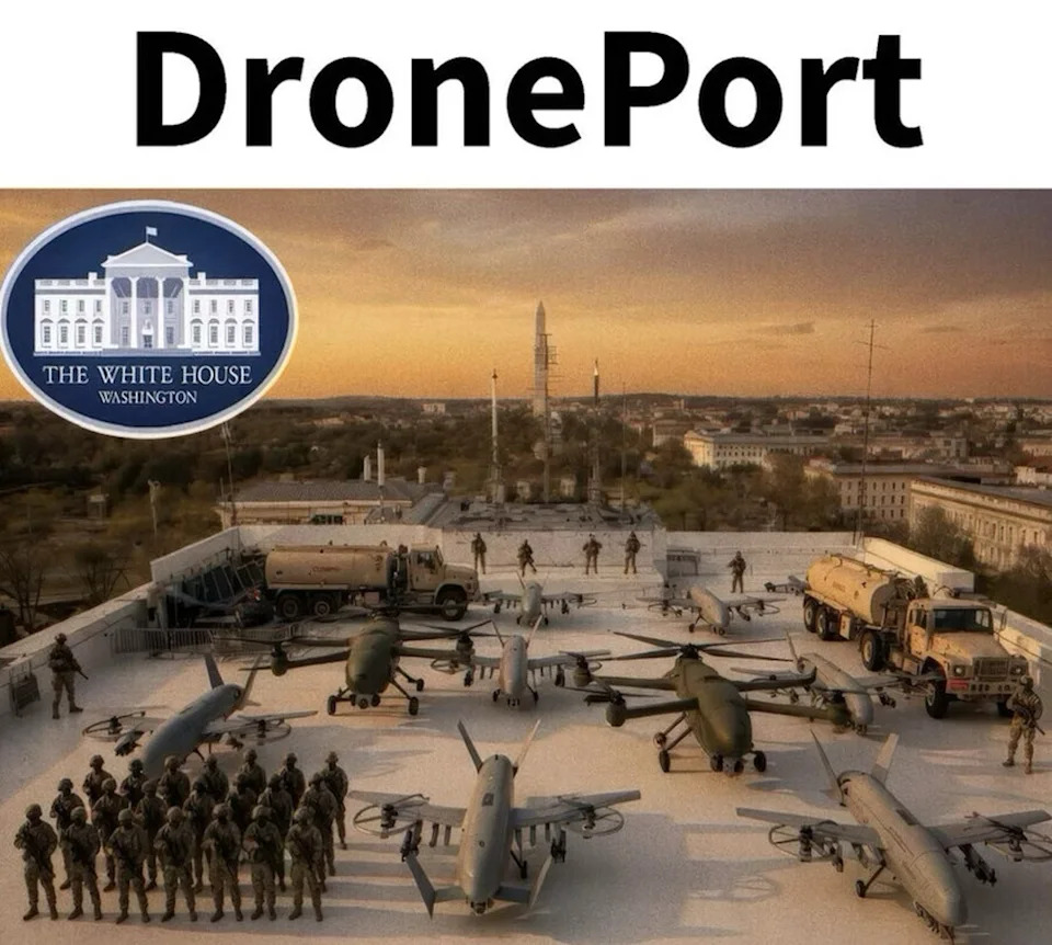 Trump Shares Ominous AI-Style ‘Drone Port’ Images of Planned White House Ballroom Roof