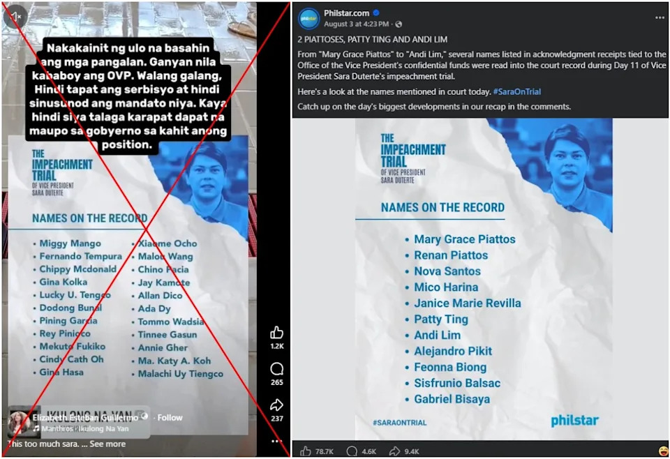 Viral Meme Falsely Links Outlandish Names to Sara Duterte Impeachment — Satire Traced