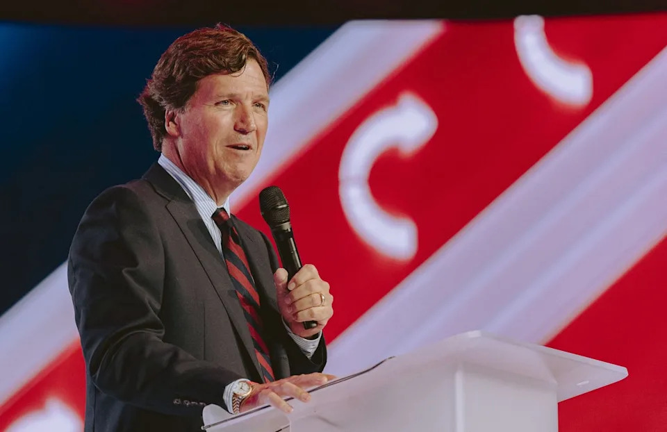 Marjorie Taylor Greene Says Tucker Carlson Isn’t Running for President — For Now