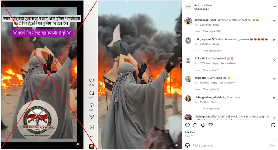 Viralni video nije iz Nepala — prikazuje iračku Ašura procesiju, ne spaljivanje sela