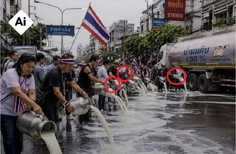 Lažna fotografija: Tajlanđani nisu prali ulice mlekom zbog posete Min Aung Hlainga — slika je AI-generisana