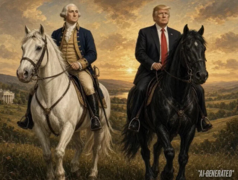 Trump Shares Fantastical George Washington Images on Truth Social as USS Abraham Lincoln Sailors Report Harsh Conditions