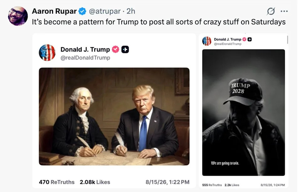 Trump Shares Fantastical George Washington Images on Truth Social as USS Abraham Lincoln Sailors Report Harsh Conditions
