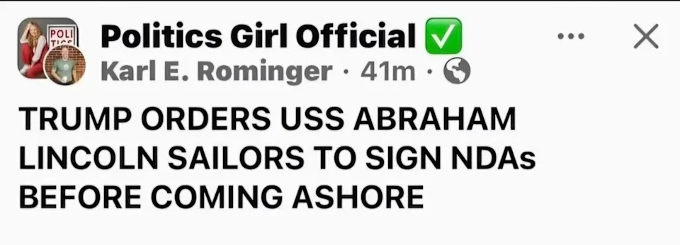 Fact Check — No Evidence Trump Ordered USS Abraham Lincoln Sailors To Sign NDAs Before Coming Ashore