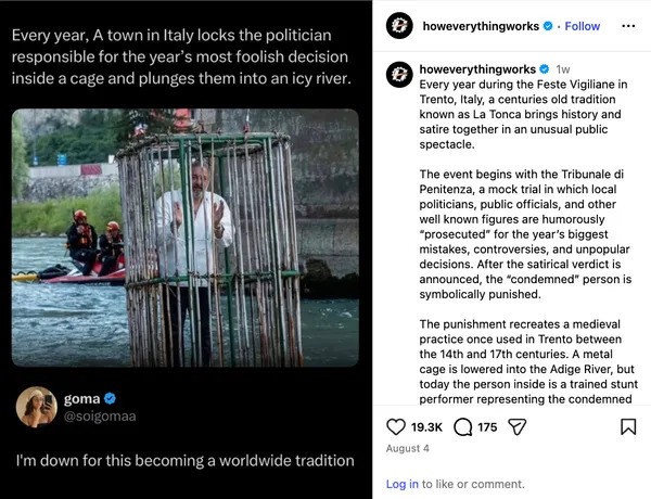 Fact Check: Trento’s ‘Tonca’ Is A Satirical Dunking — Not A Real Punishment Of Politicians
