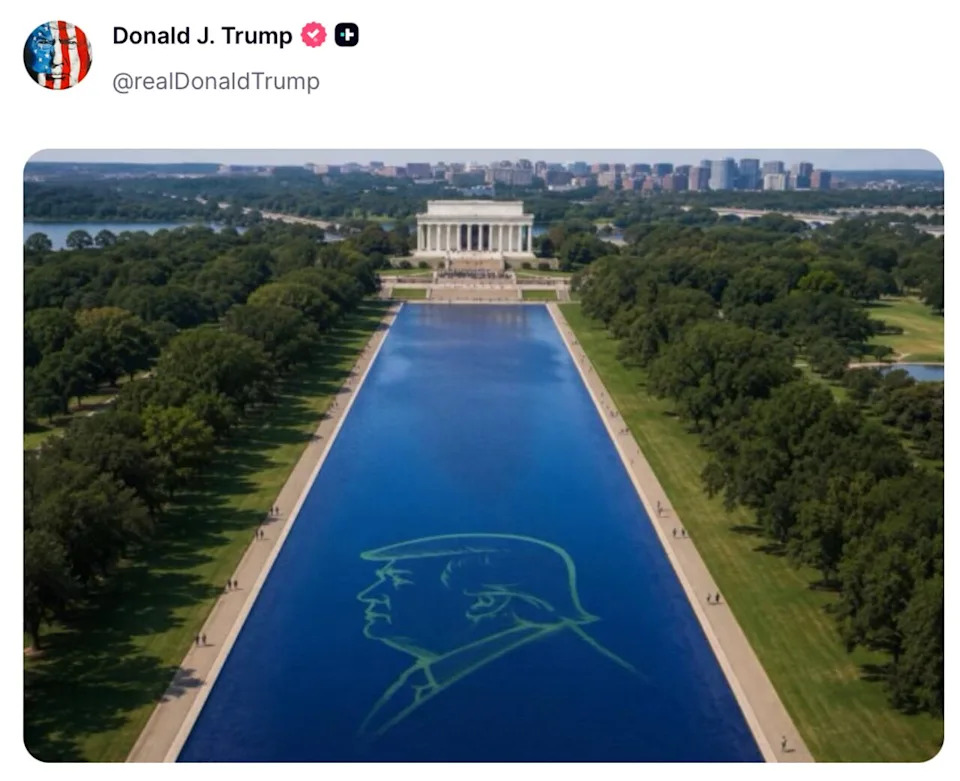 Trump’s Late-Night AI Post Backfires as Algae-Tinted Image References Lincoln Reflecting Pool
