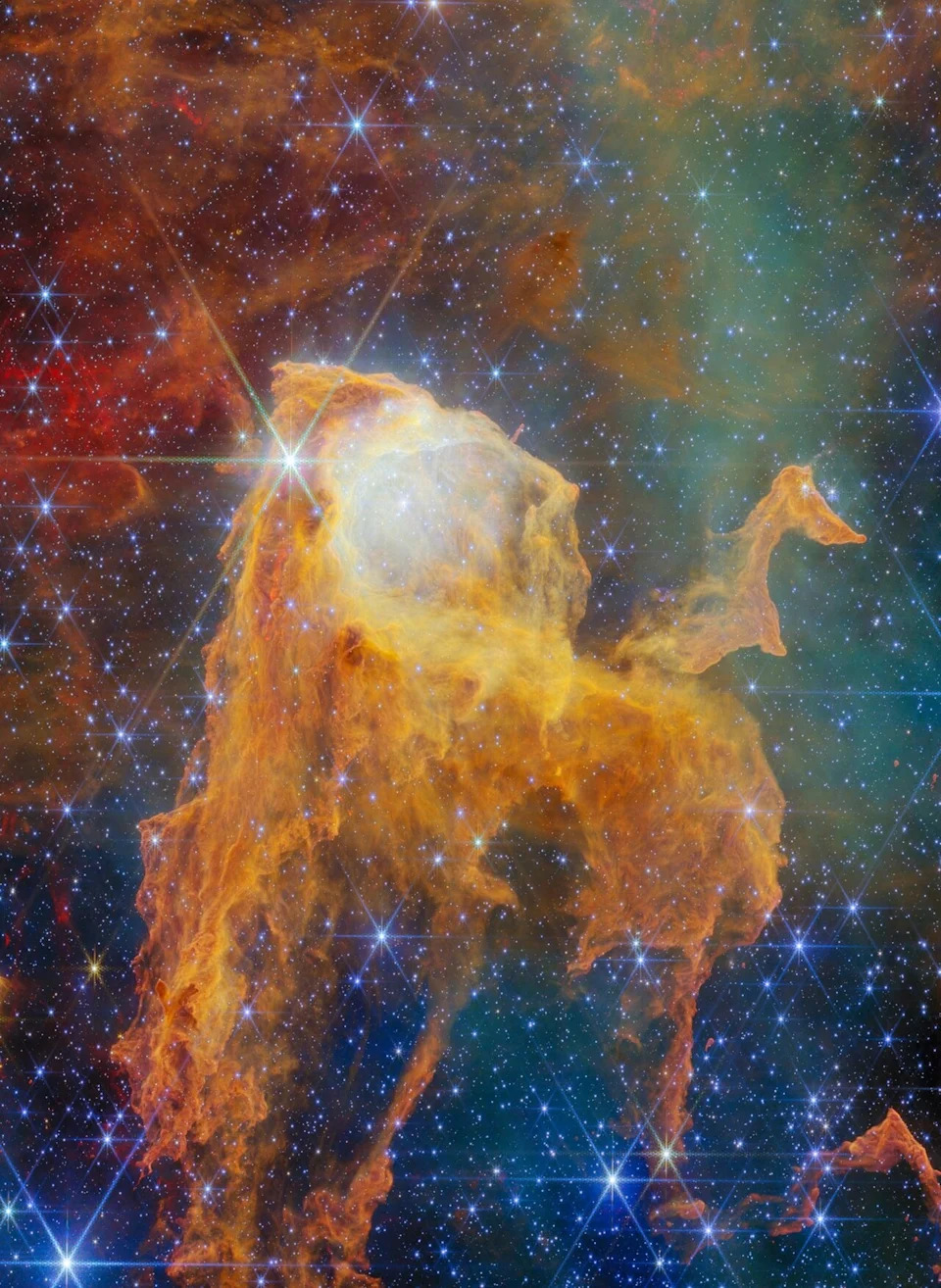 JWST Otkriva 'Treasure Chest' u Karina Maglini: Desetine Mladih Zvezda U Oblaku
