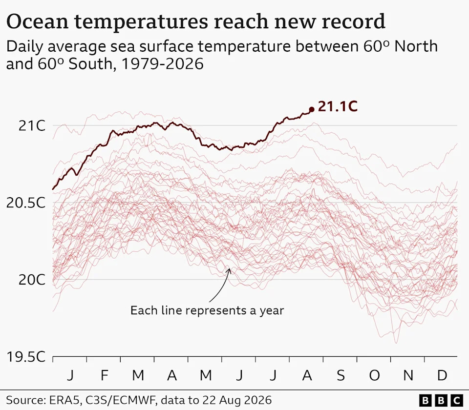 Okeani Najtopliji Ikada — Prosečna Površinska Temperatura Dostigla 21,1°C Dok El Niño Jača