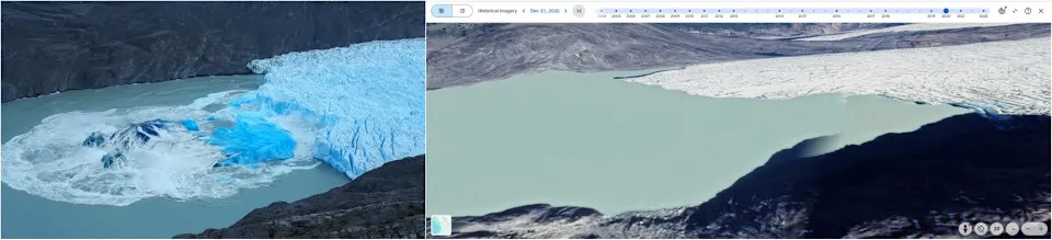 Viralni video nije iz Nepala: stari snimak urušavanja glečera iz Patagonije pogrešno povezan s poplavama na granici Nepal–Tibet