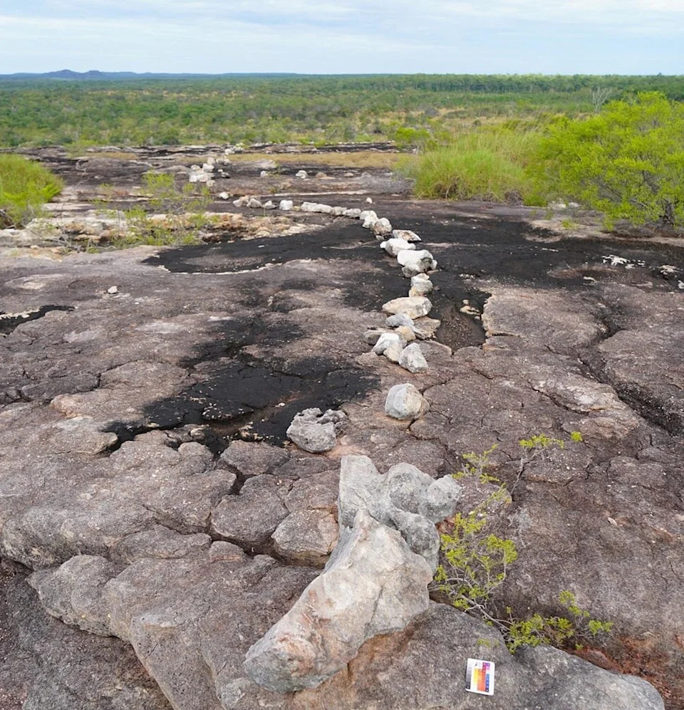 Ogroman prikaz Duge zmije (~124 m / 407 ft) kod Awunbarna — kako je kolonizacija uticala na aboridžinsku stensku umetnost
