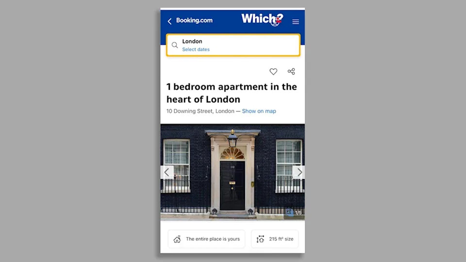 Lažan oglas za 10 Downing Street na Booking.com otkriva propuste platforme, kaže Which?