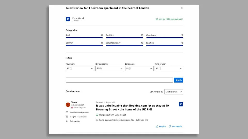 Lažan oglas za 10 Downing Street na Booking.com otkriva propuste platforme, kaže Which?