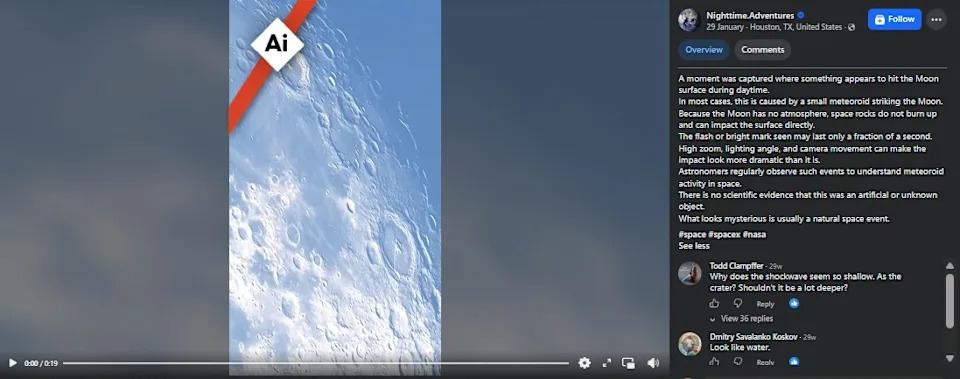 AI-Video Lažno Prikazuje Udar Falcon 9 U Mesec — Autentični Dokazi Su Sa VLT-a i Korejskog Orbiter-a