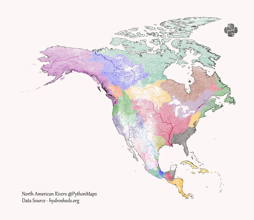 Mapa reka SAD prema protoku: Mississippi Daleko Najmoćnija