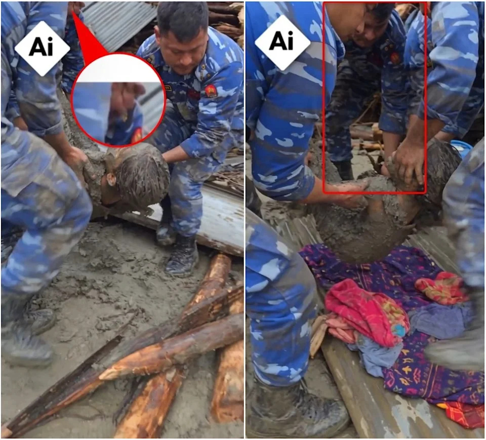 Viralni Video Navodnog Spasavanja Devojčice Posle Poplava Na Granici Nepal–Tibet Je AI‑Generisan, Utvrdio AFP