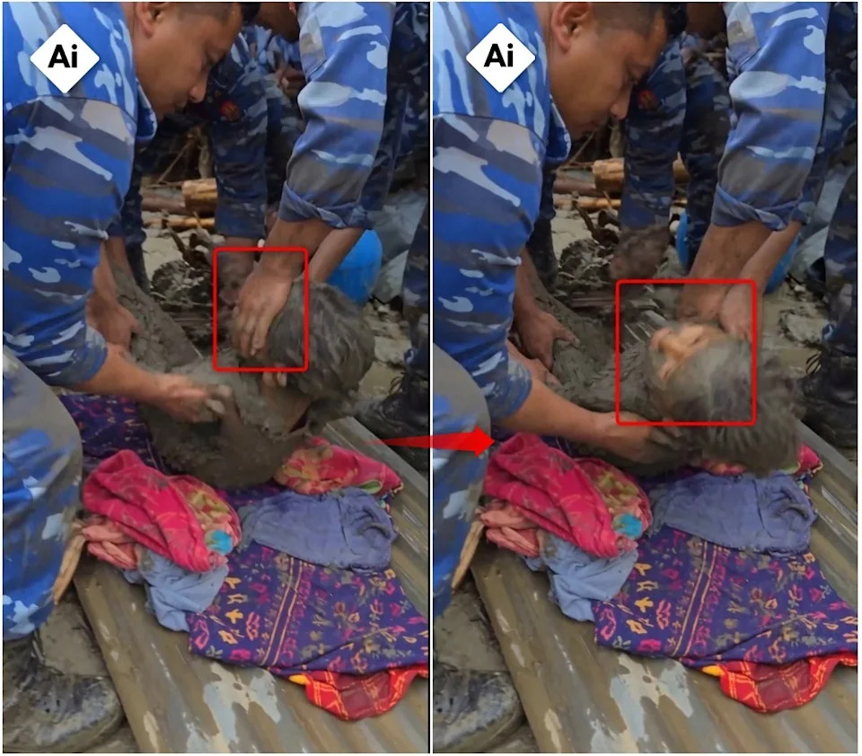 Viralni Video Navodnog Spasavanja Devojčice Posle Poplava Na Granici Nepal–Tibet Je AI‑Generisan, Utvrdio AFP