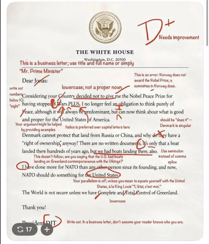 Fact Check: Norway’s PM Did Not Rip Up a ‘Letter’ From Trump — It Was a Text, and the Red-Pen Image Is Satire
